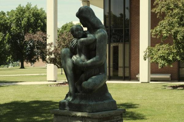 Mother and Child Statue on the Utica College campus.